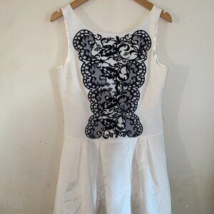 NWT White House Black Market White Dress with Black Lace Cocktail Party Dress